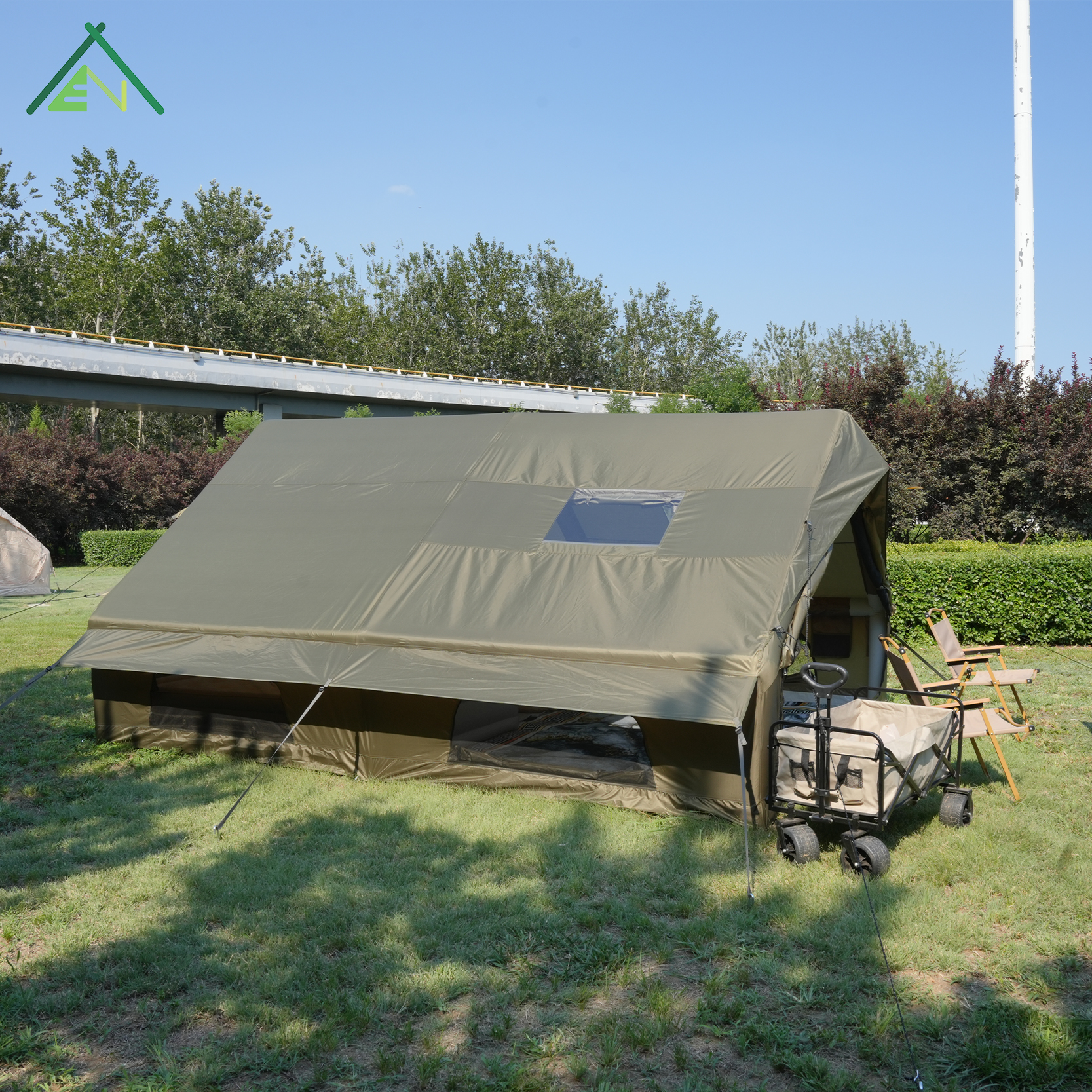 LITAIANTOUR AT-12-53 Green 420D Oxford Inflatable Family Tent 3 x 4 m