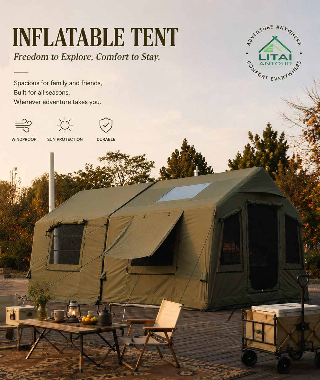 Inflatable tent and accessory bundle
